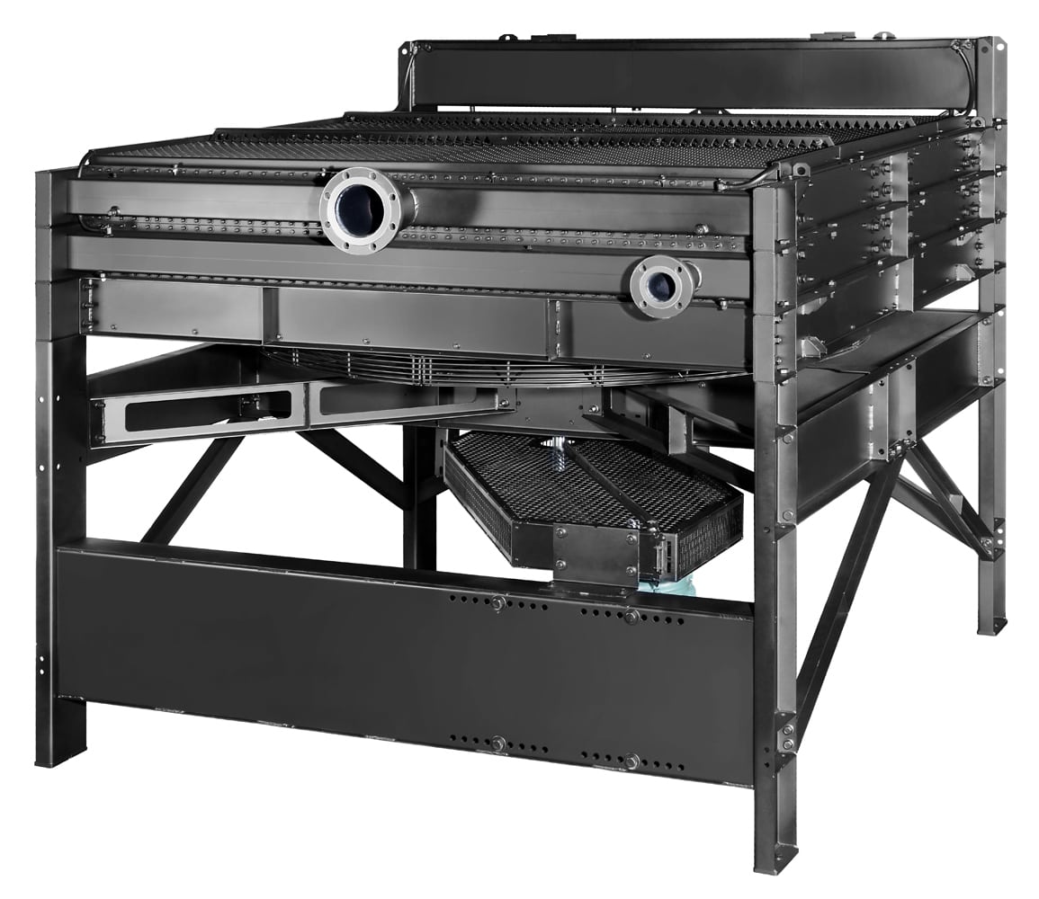 3/4 angle product shot of large black industrial diesel generator Product Photography
