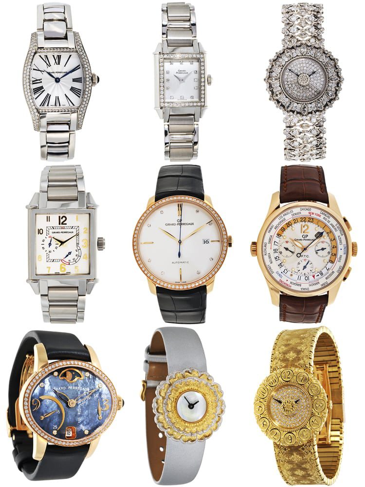 Grid of nine watches facing forward on white background Product Photography
